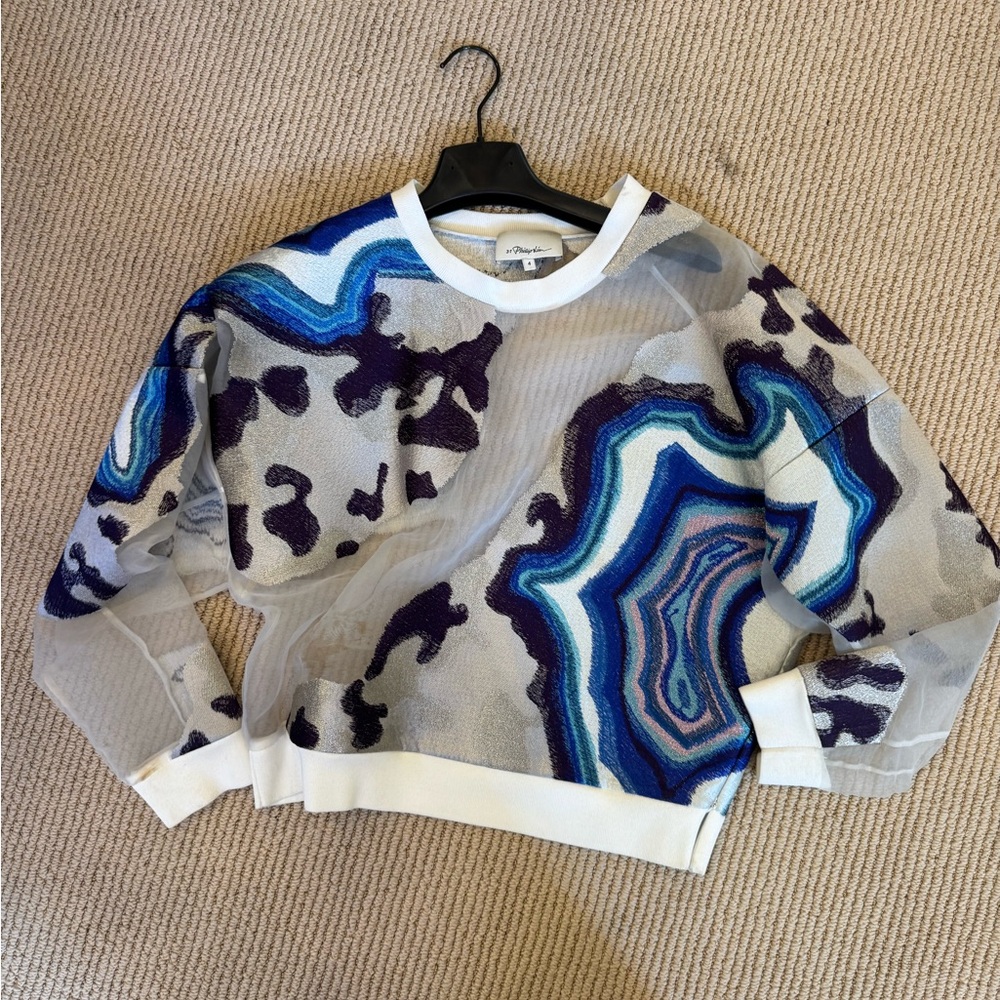3.1 Phillip Lim Sheer Sweater with Blue and Purple Accents